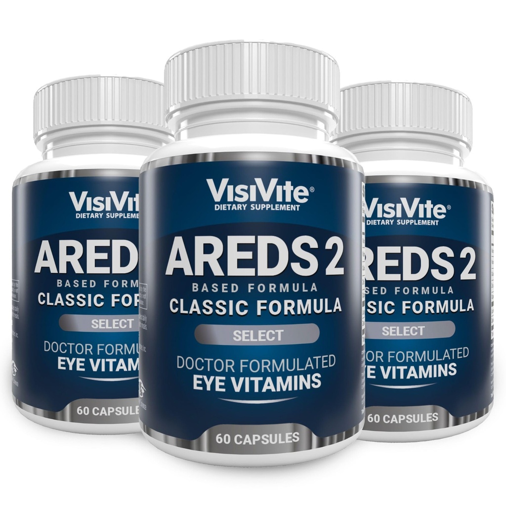 AREDS 2 Vybrat oční vitaminy pro makulární podporu - Vitaminy pro oči se Zeaxanthin Plus Lutein Macular dodatek - Premium Macular Health Formule - Oční doplňky - 60 Kapsle - (Balení po 3)