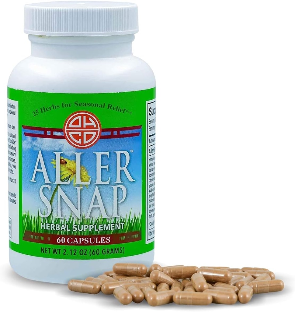 Aller Snap - čínský bylinný dodatek s 25 Byliny pro Sezónní alergie Příznaky, Irritation - Non- Drowsy, Non- Stimulace, Fast- působící přírodní alergie Medikace - 60 Kapsle