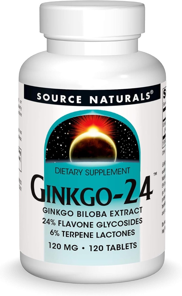 Zdroj Naturals Ginkgo-24 - Ginkgo Biloba Extract 120 mg Podporuje duševní ostrost - 120 tablet