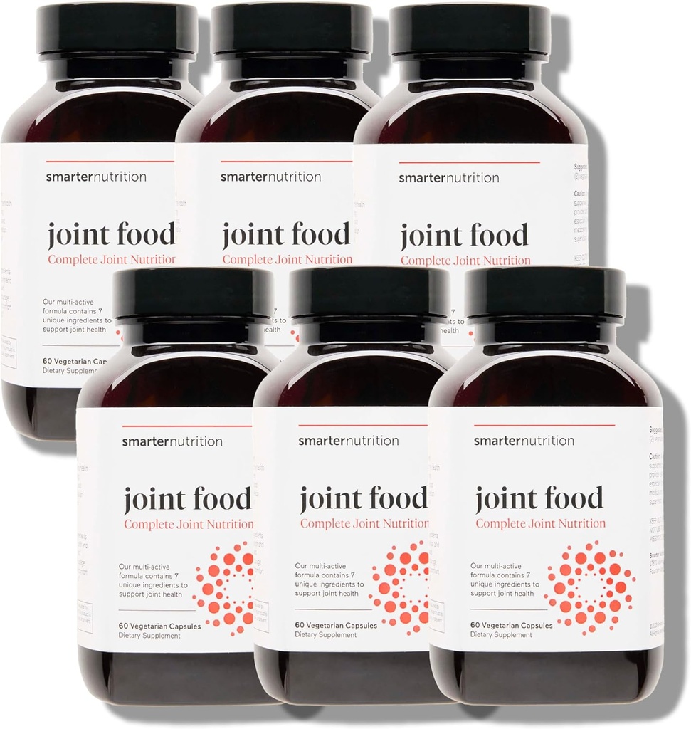 SMARTERNITIATION Společné jídlo - Whole- Food Joint Supplementary to Support Lubrication & Mobility - Kompatibilní s kolagenem typu II, MSM, Vitamin C, Turmeric, Bromelain - 6 Pack [180- Day Supply]