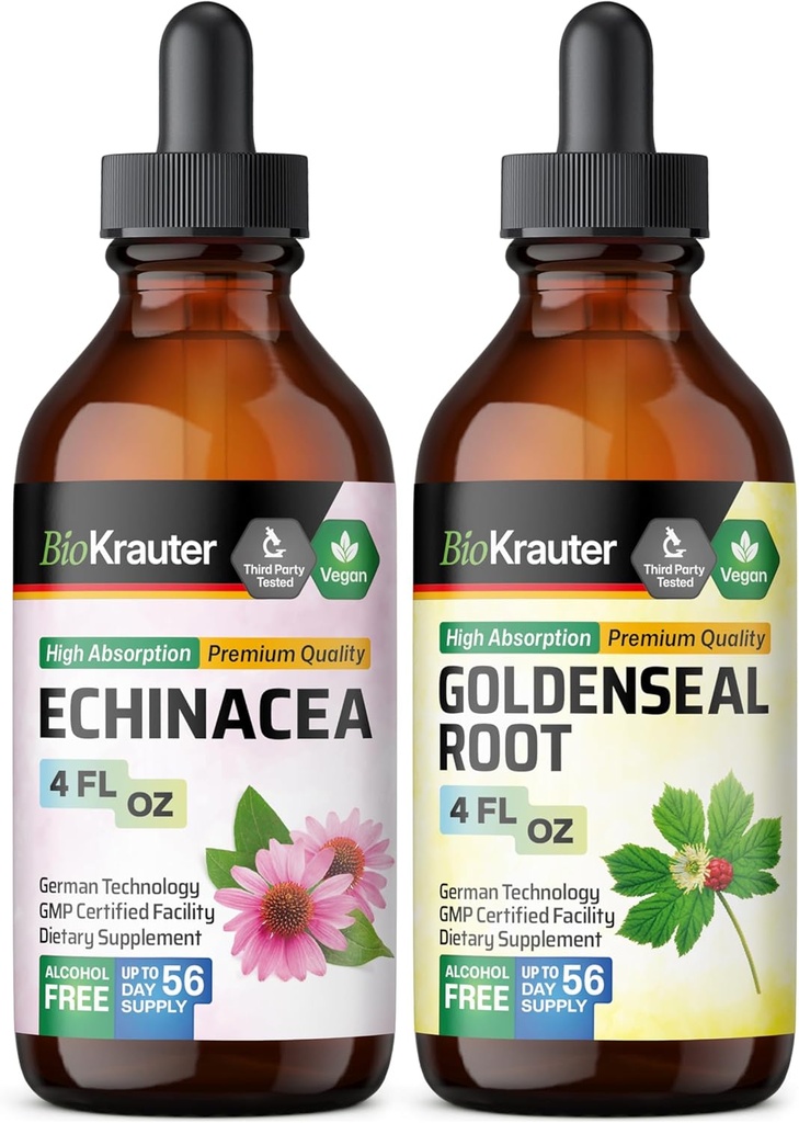 BIO KRAUTER Echinacea tinktura 4 Fl. Oz. & Goldenseal tinktura 4 Fl. Oz.