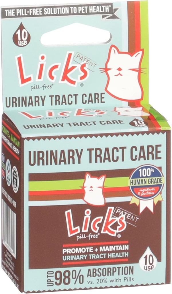 Licks Pill- Free Cat Nutriční Trakt Care - Cat UTI péče a prevence gelové balíčky - Močové Tract Infekční dodatek pro kočky - Omega 3 Rybí olej a L-Lysin dodatek - Gel Packets - 10 Použití