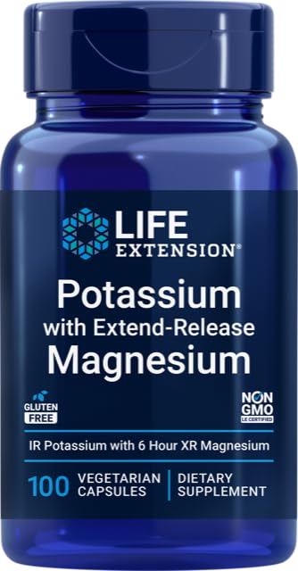 Life Extension 99mg Draslík s Extend- Release Magnesium 250mg, 100 Veg Caps - Gluten- Free - Non- GMO - Vegetariánský dodatek pro muže a ženy - Dual- Action Mineral Formule