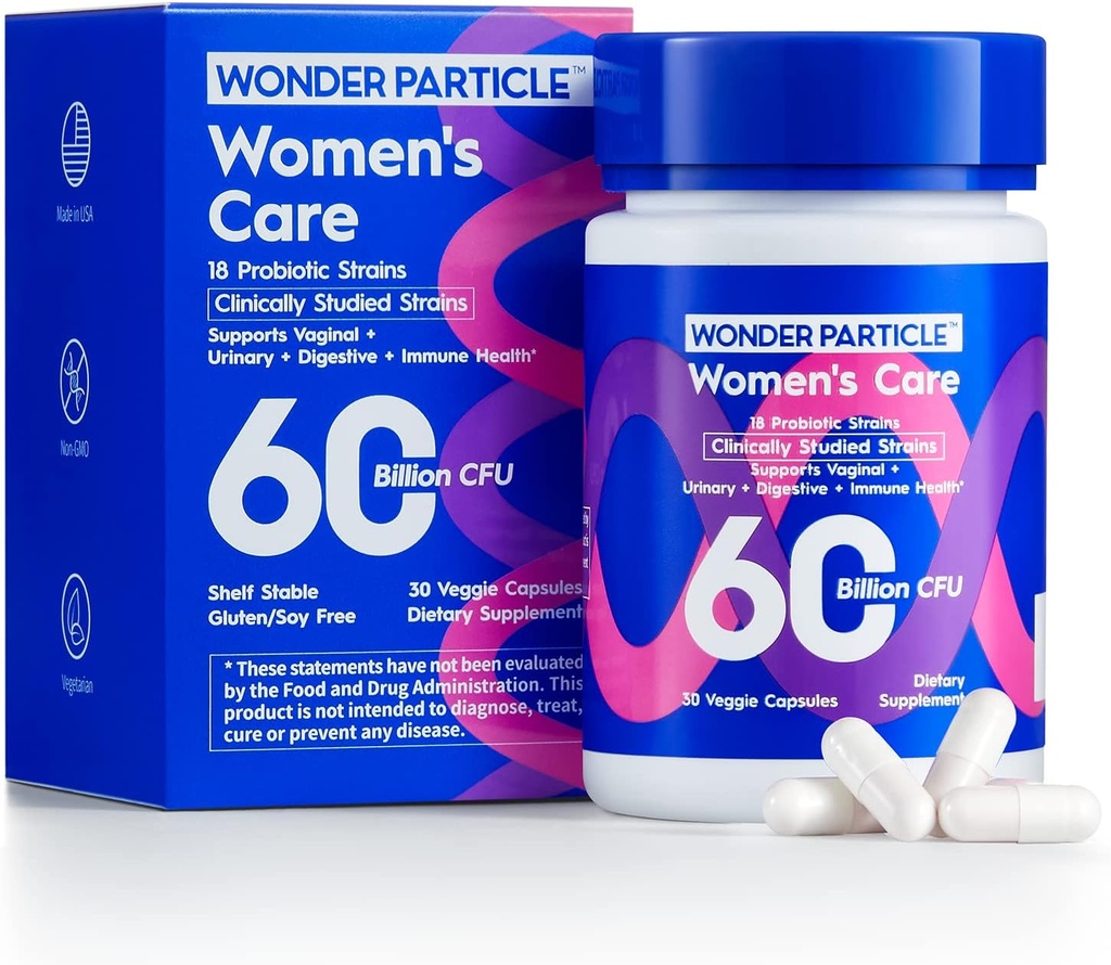 Probiotika pro ženy s prebiotikou a brusinkou, 60 miliard CFU, 18 Strains, Ženské Daily Probiotic, pro stravovací vaginální & UTI zdraví, Non- GMO, No Soy & Gluten, 30ct