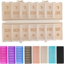 Skládací karton Pořadatel 2 krát denně w / leptané etikety - Dual Protection & Přenosný týdenní AM PM Pill Box, 7 denní lékárník na léky, velké cestovní Pill Pouzdro na týden Denní dodatek Vitamin - Khaki