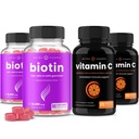 NutraChamps Biotin Gummies (2 balení) a vitamín C Kapsle (2 balení) 4 balení Bundle