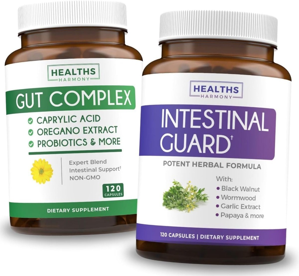 Střevní stráž & Gut Complex (2-Month Supply) Gut Guard Combo - Střevní stráž (120 Kapsle) Potenciální přírodní vzorec & Gut Complex (120 Kapsle) Přírodní Candida Podpora - All- in- one Podpora