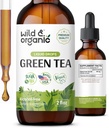 Wild & Organic Green Tea Extract Liquid Drops - Antioxidant Supplement - Natural Green Tea Supplements w / Camelia Sinensis - Vegan, Cukr & Alcohol- Free Tincture - 2 fl oz
