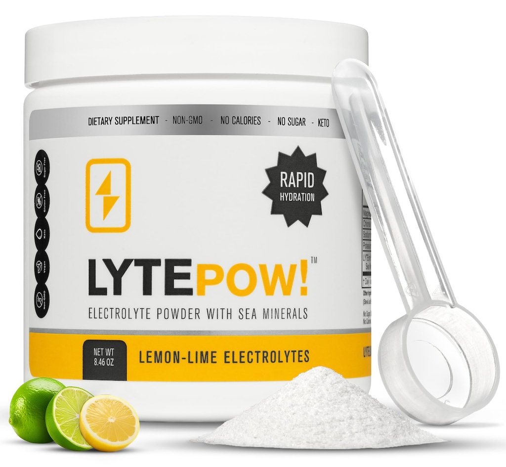 LyteLine Electrolytes Powder - Mořské minerály - Lemon- Lime Hydratační dodatek - 90 Servings - Non- GMO, No Calories, No Sugar - Delicious Keto doplňování nápoje Mix - Perfektní pro cvičení