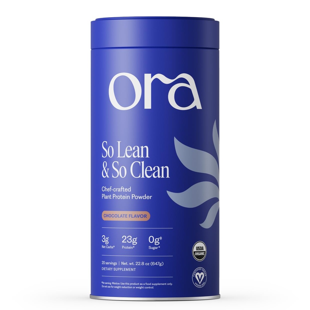 Ora Organic Vegan Protein Powder - 23g rostlinný protein pro ženy a muže - Chocolate Flavor 20 Servings, Bloat- Free, gluten Free, Non- GMO, Žádné umělé sladkosti