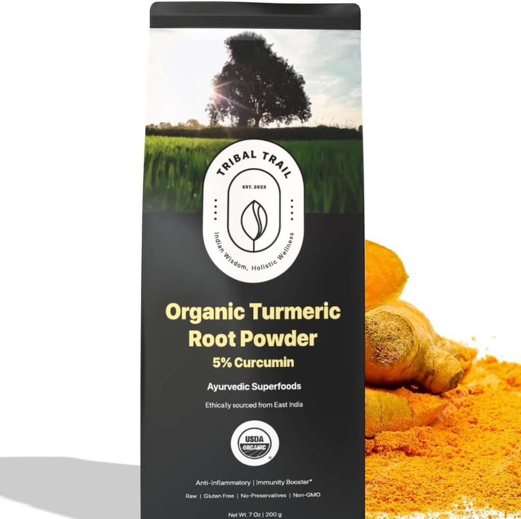 Organic Turmeric Powder 124; 7.05 oz OF 124; USDA Organic & Non- GMO CLANE124; Turmeric Curcumin Supplementary from India CLANE124; Lab Tested for Purity CLANE124; Rich in Antioxidants