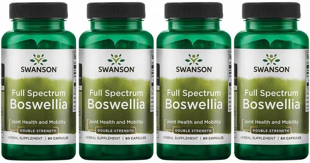 Swanson Double Swellia- Bylinný dodatek Podpora Joint Support- Ayurvedic Herb pro Joint Flexibility & Mobility Support- Made w / Boswellia Serrata Resin- (60 Kapsle, 800mg každý) 4 Pack