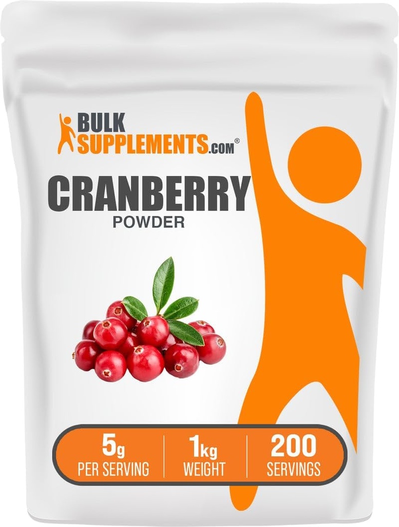 BulkSupplements.com Cranberry Powder - Cranberry doplňky pro ženy a muže, Air Sured Cranberries - Neslazené & gluten zdarma, 5g na Serving, 1kg (2,2 kg) (balení po 1)