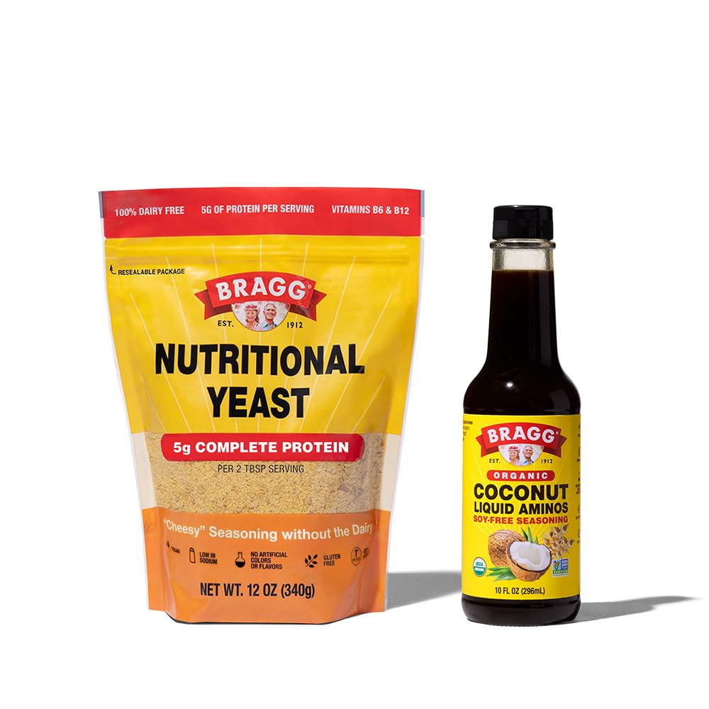 Bragg Premium 12 Ounce Nutritional Yeast Seasoning Pouch - Vegan, gluten zdarma sýrové vločky a kokosové aminos, All Purpose koření, 10 Oz, single