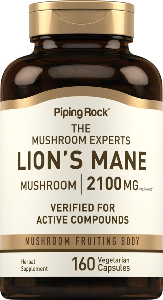 Piping Rock Lions Houba doplněk 124; 2100mg duplica124; 160 Kapsle 124; Extrakt pro ženy a muže 124; Vegetarian, Non GMO & gluten zdarma