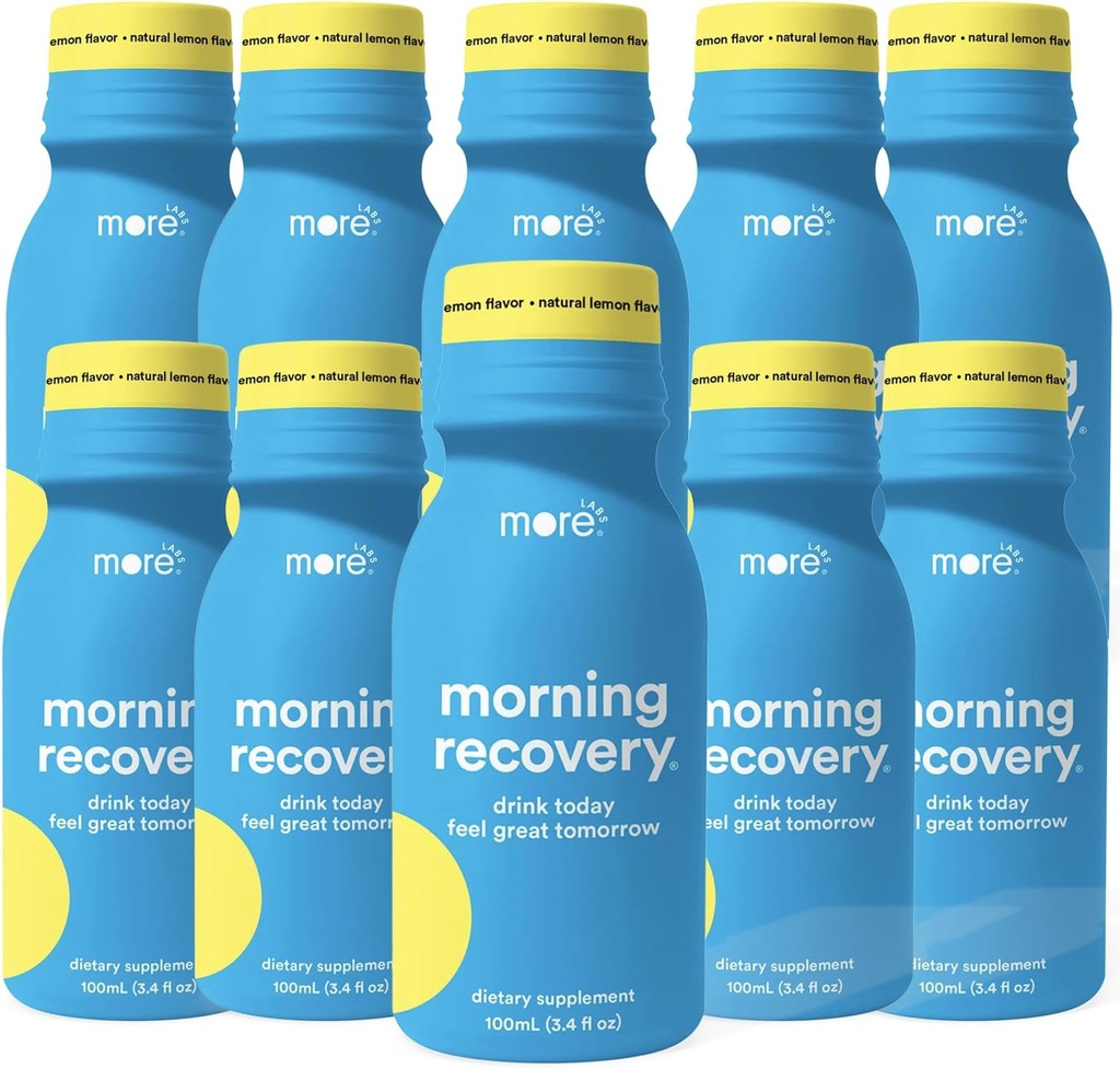 Další Labs Morning Recovery Natural Lemon Flavor Electrolyte & Milk Thistle Drink 10 Balení 124; Hydrate při pití 124; Vysoce rozpustné kapalné DHM