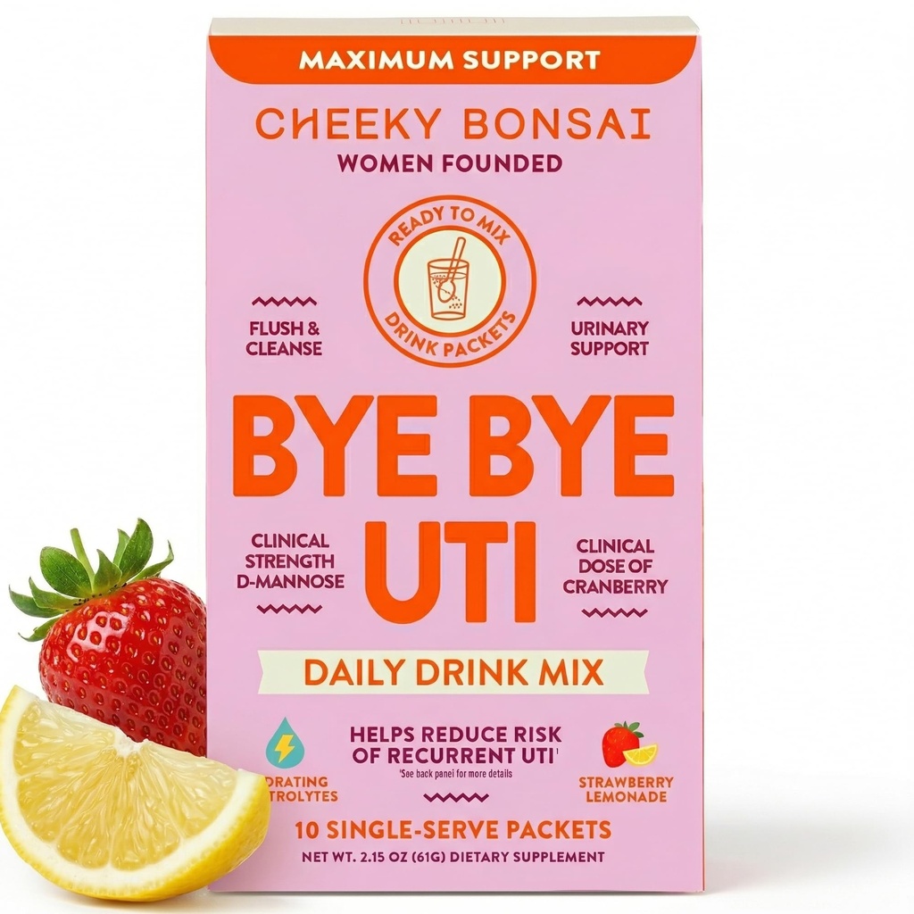 Cheeky Bonsai, Hydratační balíčky, Flush & Chraňte močový trakt s D- Mannose, Cranberry & Electrolytes, Hibiscus Lemonade Flavor (10 balíčků) Ne přidaný cukr, Vegan a gluten- zdarma