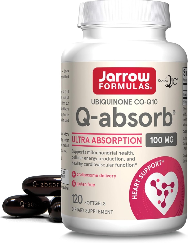 Jarrow Dispersas Q- Absorb Ubiquinon Co-Q10 100 mg, dodatek stravy, antioxidační podpora pro mitochondriální zdraví, celulární energie a kardiovaskulární zdraví, 120 Softgels, 120 Day Supply
