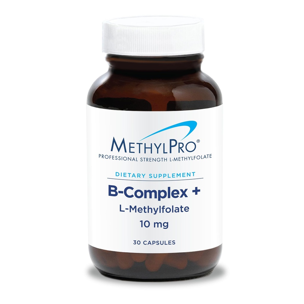 MethylPro B- Complex + L- methylfolát 10 mg - Methylovaný vitamin B Complex pro ženy a muže, Cellular Energy Support with folate, Niacin and Biotin, VIT B Supplement - 30 Veganových kapslí