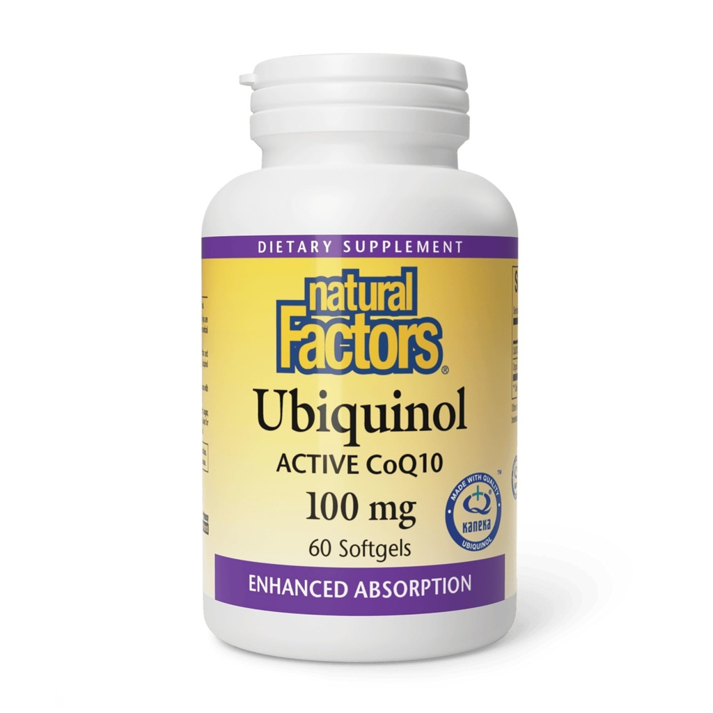 Přírodní faktory Ubiquinol 100 mg - Podporuje srdeční zdraví a přírodní vitalitu - Antioxidant Supplement with Superior Absorption - Energy Support with Flaxseed Oil - 60 Softgels (60 Služeb)