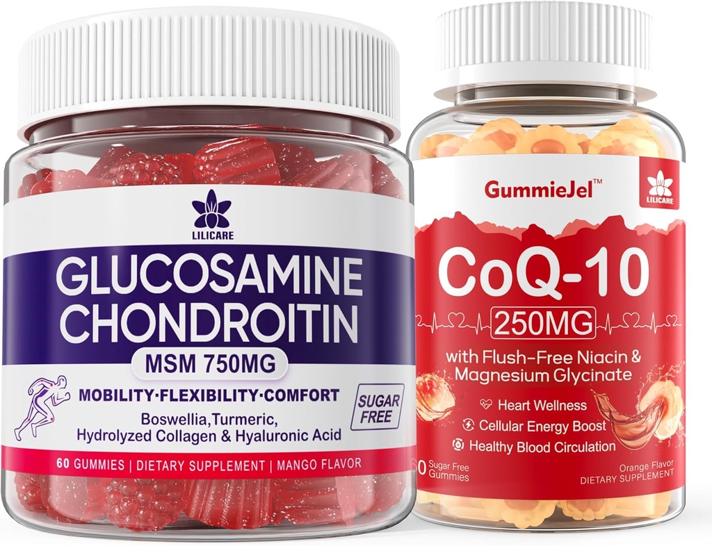 Sugar Free Glucosamine Chondroitin MSM 120 Počet + CoQ10 250mg Plněné gumové 60