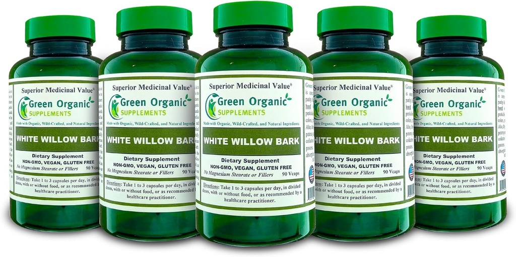 Zelené organické doplňky White Willow Bark (balení po 5)