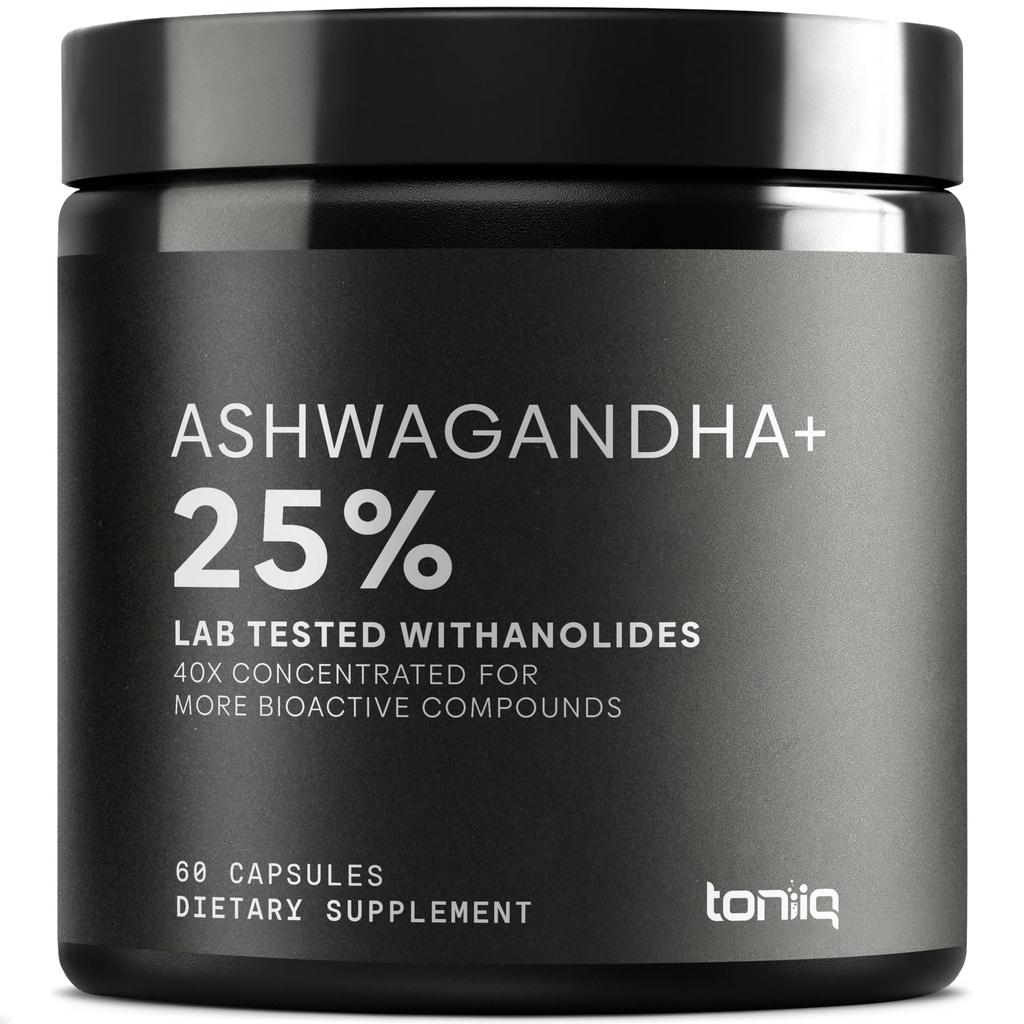 Ashwagandha - Ultra High Potency 40: 1 Extrakt s 25% Witanolides - Wild Harvested in India - Vysoce koncentrované & Third- Party Lab Tested - 60 Kapsle