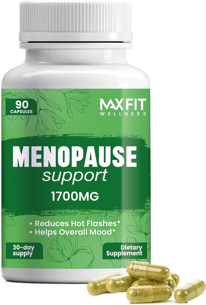 Menopauza Doplňky pro ženy - Přírodní úleva pro návaly horka. Night Sweats, Weight Loss & Mood Swings - Hormon Balance & Perimenopauza Support - Menopauza Hot Flash Relief pro ženy, 90 Kapsle