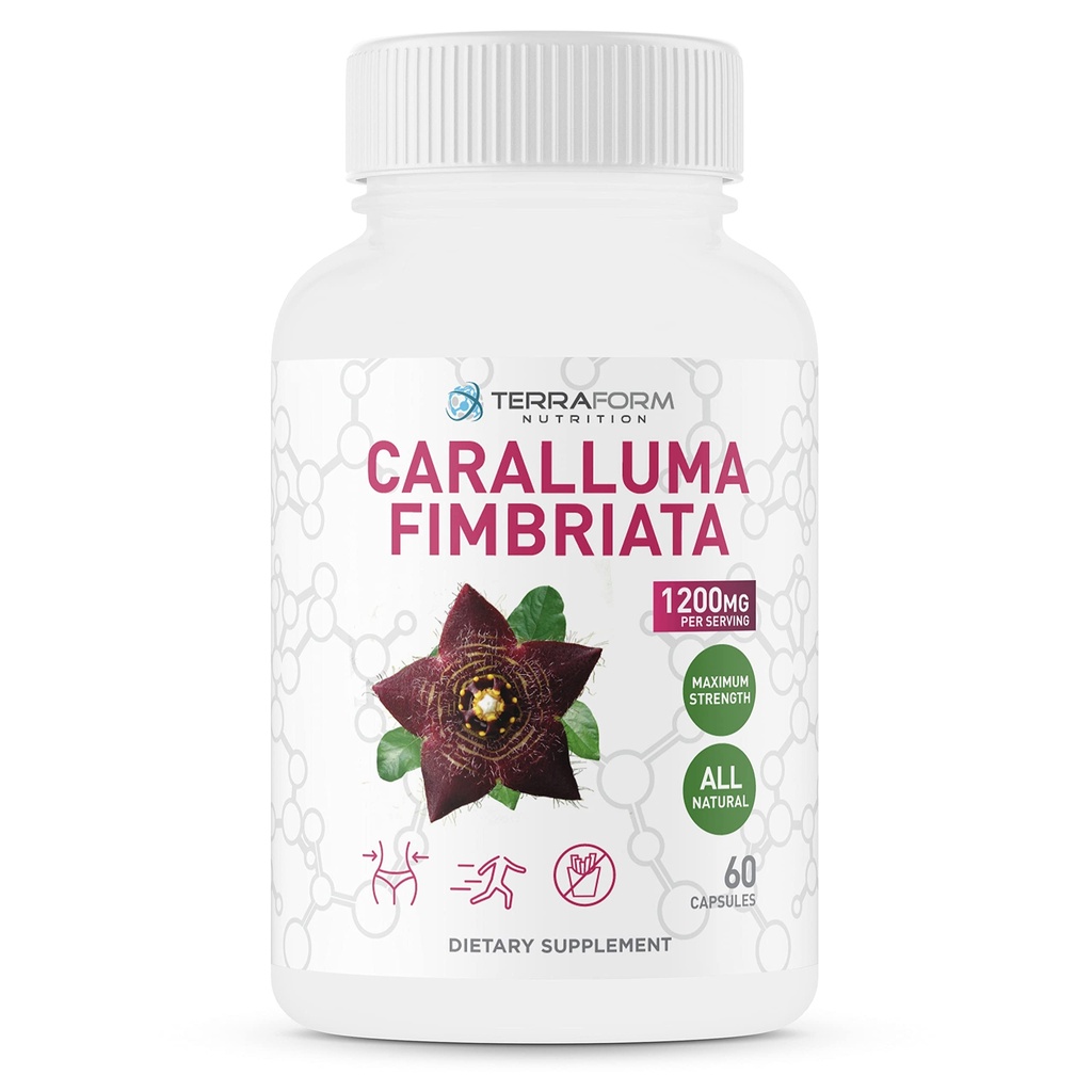 Caralluma Fimbriata - 100% čistý - Max Strength Weight Loss Supplement - 1200mg - Přírodní tlumič appetit pro ženy a muže - Metabolismus Booster - Made in USA - 1 měsíc