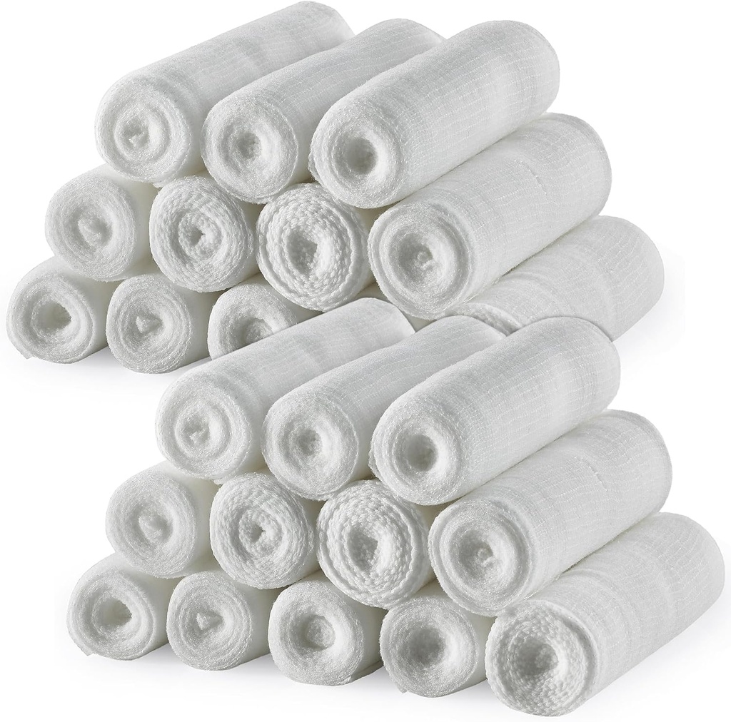 MEDca Gáza Obvazové válec - (24 Pack) 4 v x 4.1 Yards per Roll, lékařské stupeň Stretch balení pro dressing všechny typy ran a první pomoc kit (4-Inch, 24 Pcs)