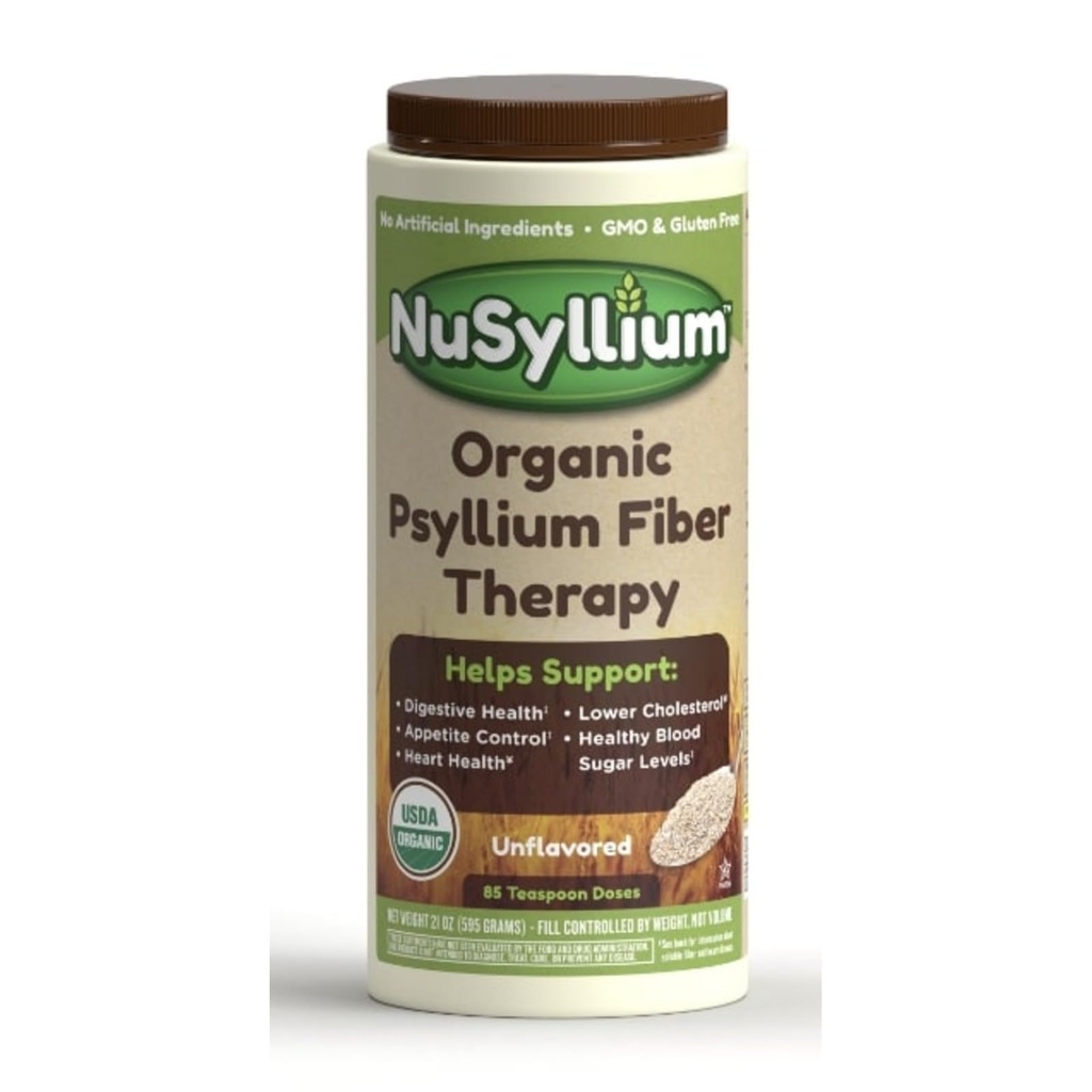 NuSyllium Psylium Husk Powder USDA Organic, 21 Oz, Dietní Vláknina dodatek s hnědým cukrem, pomáhá podporovat stravovací zdraví * Neochucené, 85 Služebníci