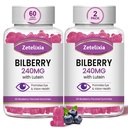 2 Pack Lutein Gummies Oční doplněk pro dospělé, Lutein & Zeaxanthin doplňky Oční vitamíny Gummies, Borůvky s Lutein pro podporu očí & Vision - 120 Gummies