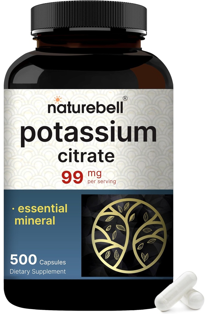 Kalium Citrát dodatek 99mg, 500 Kapsle 124; Snadno Absorbované Chelated Form - Základní minerální elektrolyt bilance - Podporuje svalovou, kostní, a srdeční zdraví - Non- GMO
