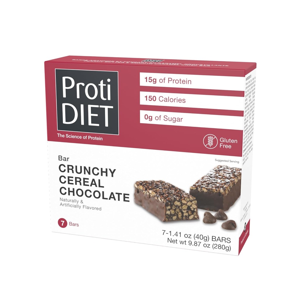 ProtiDIET gluten zdarma křupavé čokoládové tyčinky - High Protein Snacks, Perfect On- theGo Nutrition Snacks na podporu rušný a aktivní životní styl - 7 Protein Bars per Box