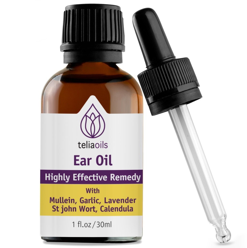 Teliaoils přírodní ušní kapky esenciální olej s česnekem a mullein - Bylinné ušní olej Remedy pro snadné odstranění Earwax, Discomfort & Ringing Relief - Přírodní mýdlo, Deep Cleansing Vlastnosti - 1 oz.