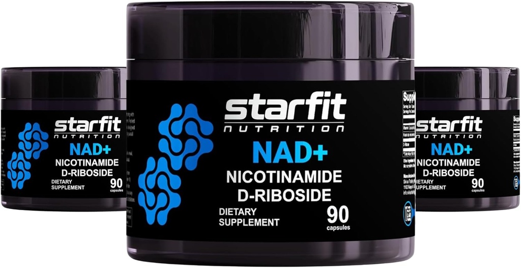 STARFIT - Nikotinamid D- Ribosid, Nikotinamid Ribosid pro podporu NAD + Úrovně, Focus and Energy Supplement, Podpora metabolismu Nicotinamid Riboside NAD Dodatek, 270 Kapsle
