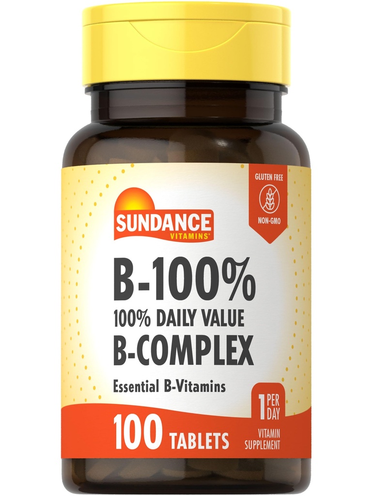 Sundance vitamin B- Complex 100% denní hodnota 124; 100 Tablet current 124; Vegetarian, Non-GMO, a gluten zdarma dodatek
