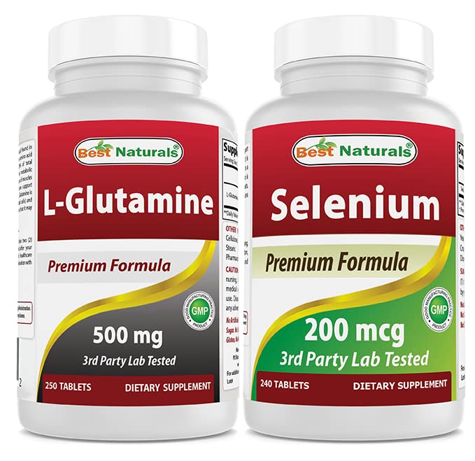 Nejlepší Naturals L-glutamin 500 mg & Selen 200 mcg