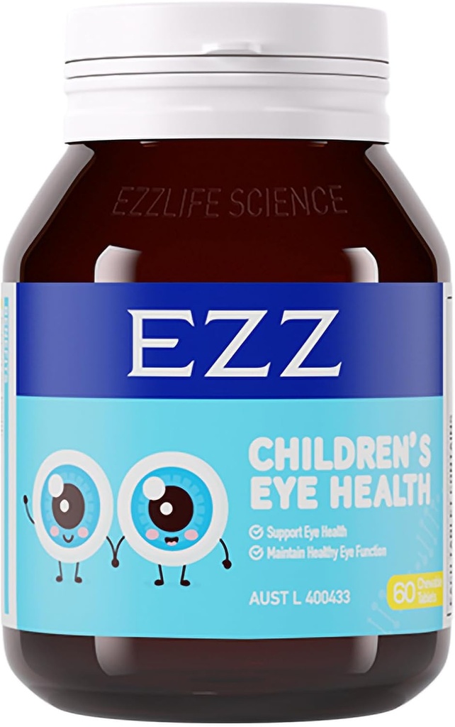 EZZ Children 's Eye Health, Essential Eye Vitamins Lutein and Zeaxanthin, Relief of Visual Fatigue and Enhance Eyesight, Natural and Free of Additives, 60 Easy-to-Chew