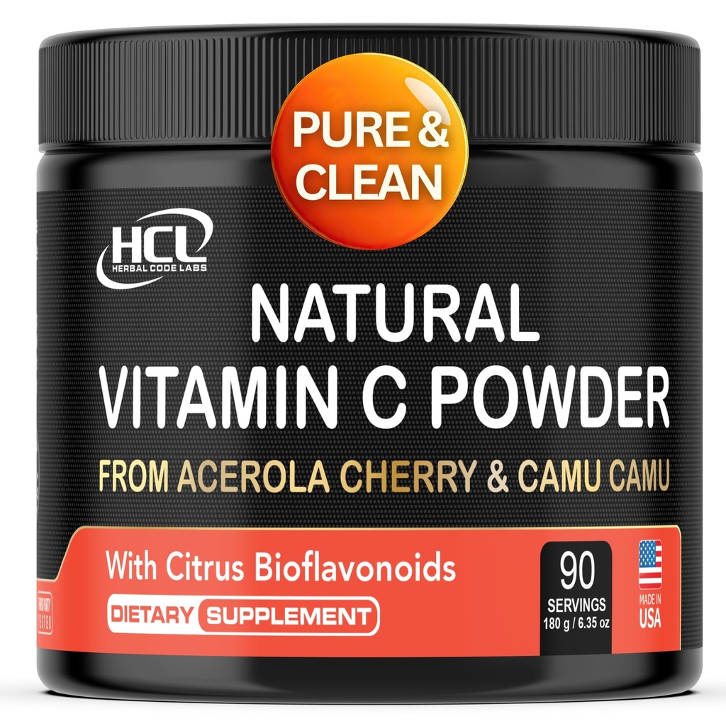Přírodní vitamín C z Acerola Cherry & Camu Camu Powder - Vysoká absorpce s Citrus Bioflavonoidy - imunitní systém & Collagen Booster - Anti Aging Skin Vitamins Made in USA 90 porces