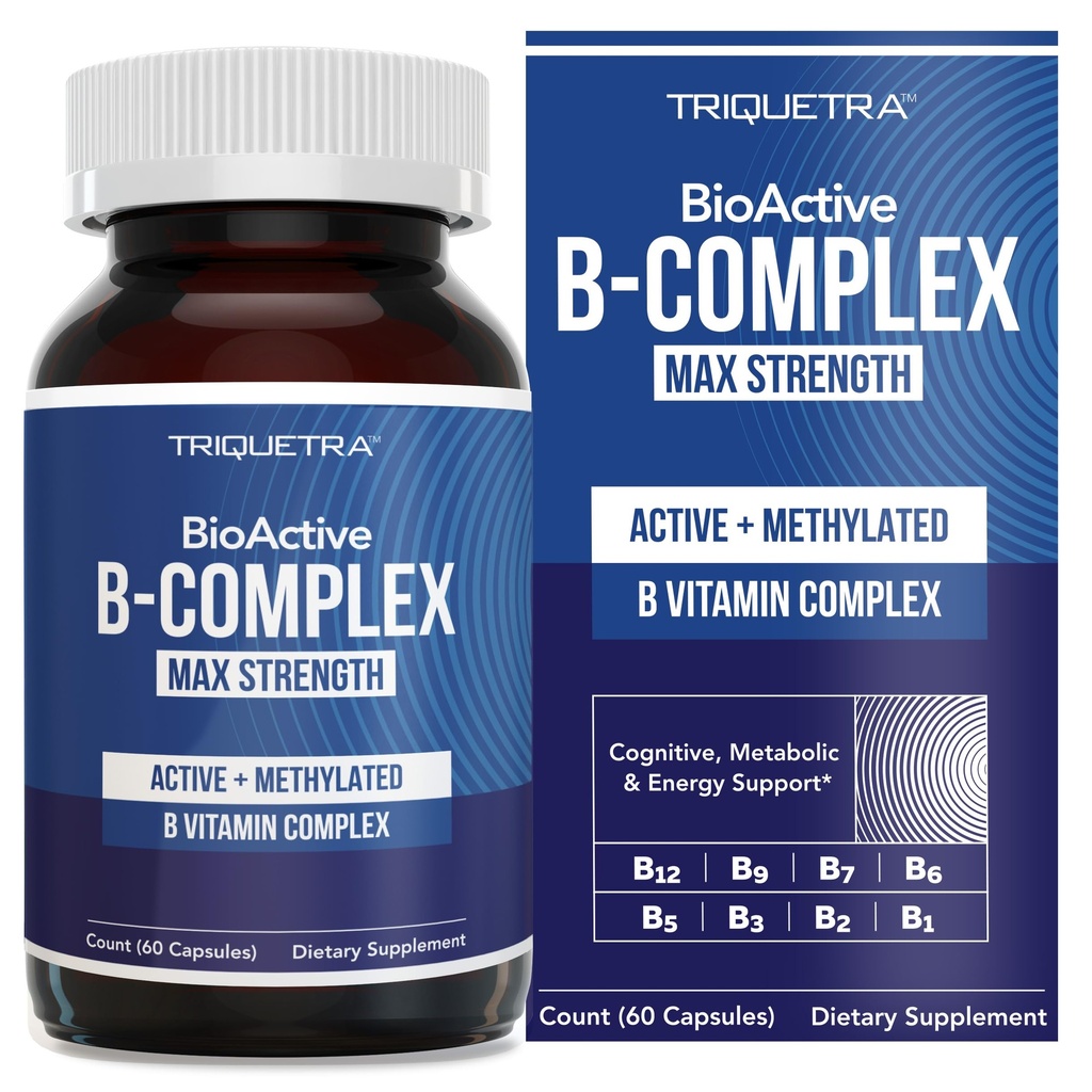 Bioaktivní vitamin B komplex - krevní Stream Ready, Methylovaný B komplex - Využití methylfolátu, 3 bioaktivní formy B12, BenfoPure ® B1 & Pantesin ® B5 - 12 B Vitaminy v klinických dávkách - 60 Podání