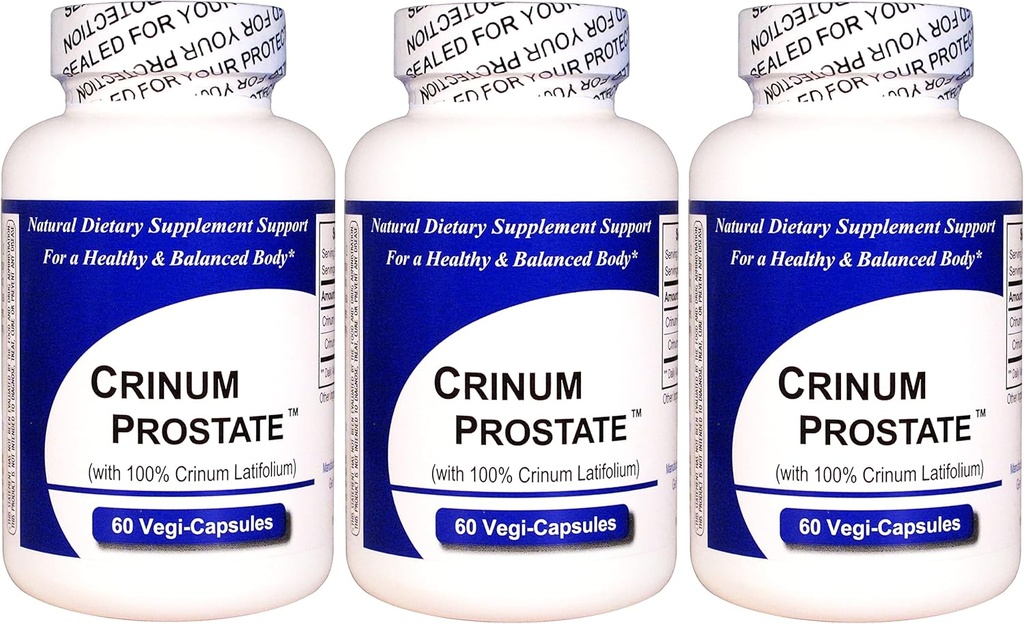 Crinum Prostate 3-Pack (60 Vegi Caps per Bottle) 100% Koncentrované vietnamské Crinum Latifolium, neobsahuje syntetické plniva, jako je oxid křemičitý, mastek, magnesium- steroát, atd.