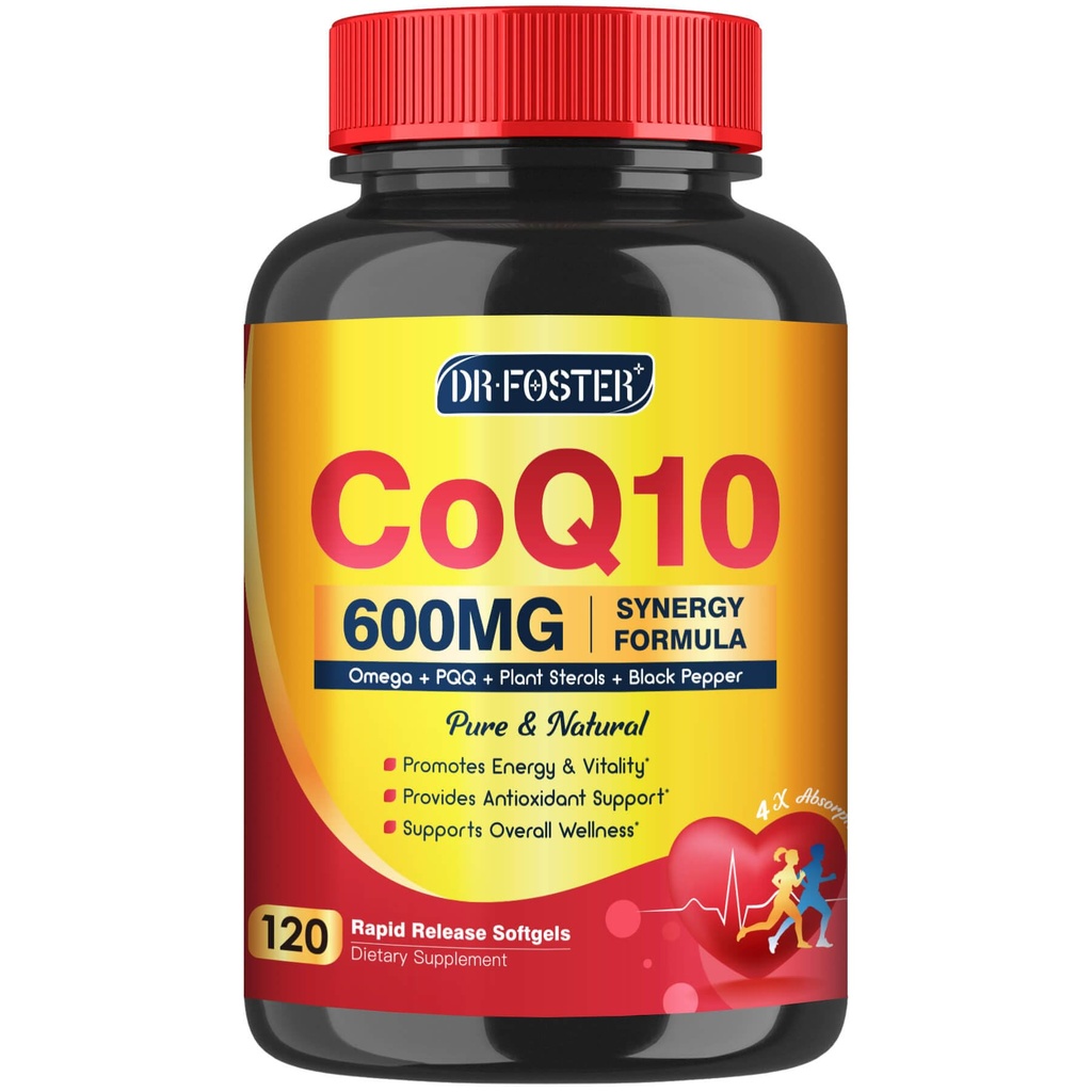 CoQ10 600 mg Softgels CoQ10 Dodatek - CQ10 Coenzyme-Q10 s Omega 3 & PQQ & Vitamin E, CoQ10 400mg Softgels, 60 Služeb