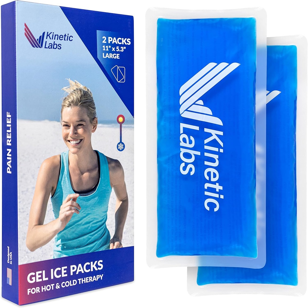 Opakovatelné gelové ledové balíčky pro zranění Kinetic Labs (2 Pack) - Horké studené balíčky pro zranění 11 "x 5.3" - Flexibilní ledové balíčky pro zadní hlava Knee rameno krk kotník Elbow nohy chirurgie (velké)