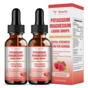 Draslík doplněk hořčíku kapalné kapky - vysoká absorpce Draslík dodatek s hořčíkem, vápník, vitamin D3 K2, Vegan, Non- GMO Potasio Podpora Leg křeče, kosti, svalovina - 4 Fl oz