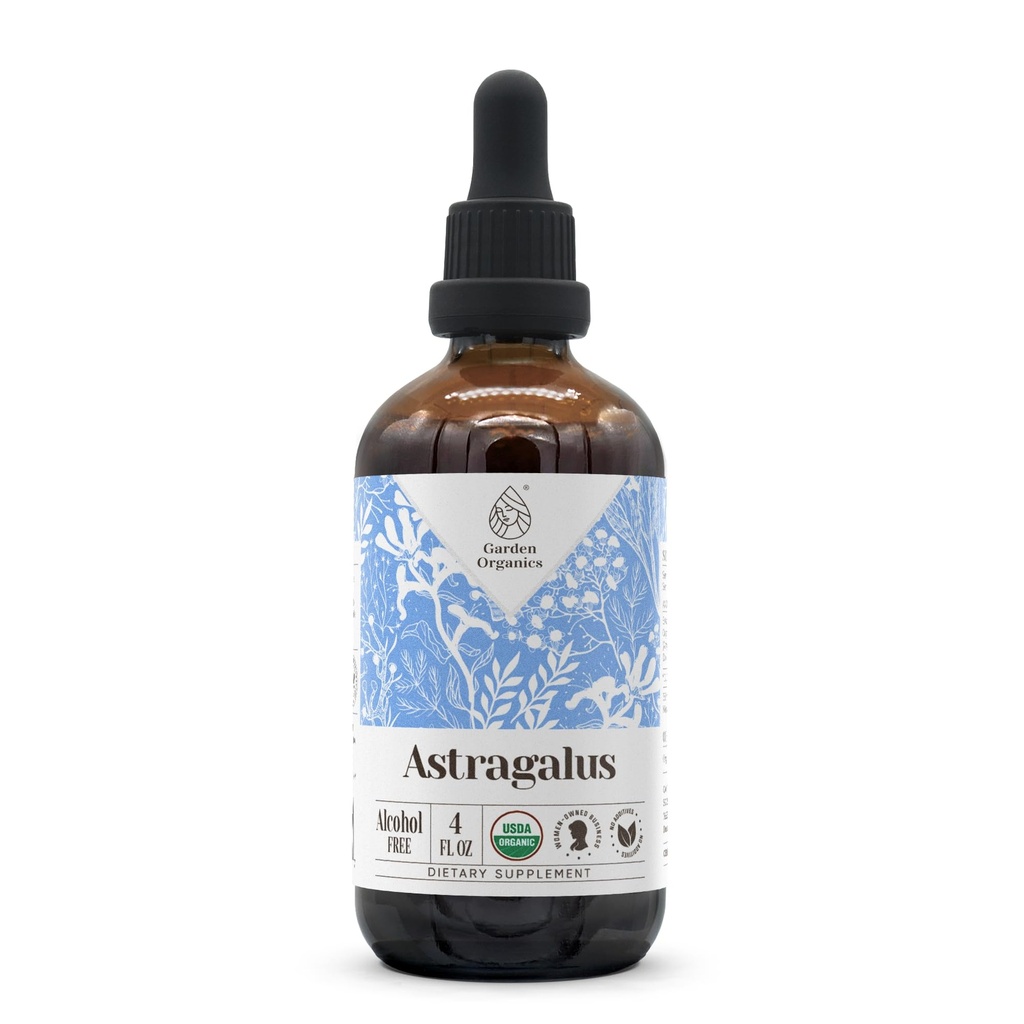 Astragalus USDA Organic Alcohol- Free Extract Côte 124; dodatek stravy, high- potency Tincture Côte 124; Natural Certified Organic Astragalus (Astragalus membranaceus) Sušený kořen (4 oz)