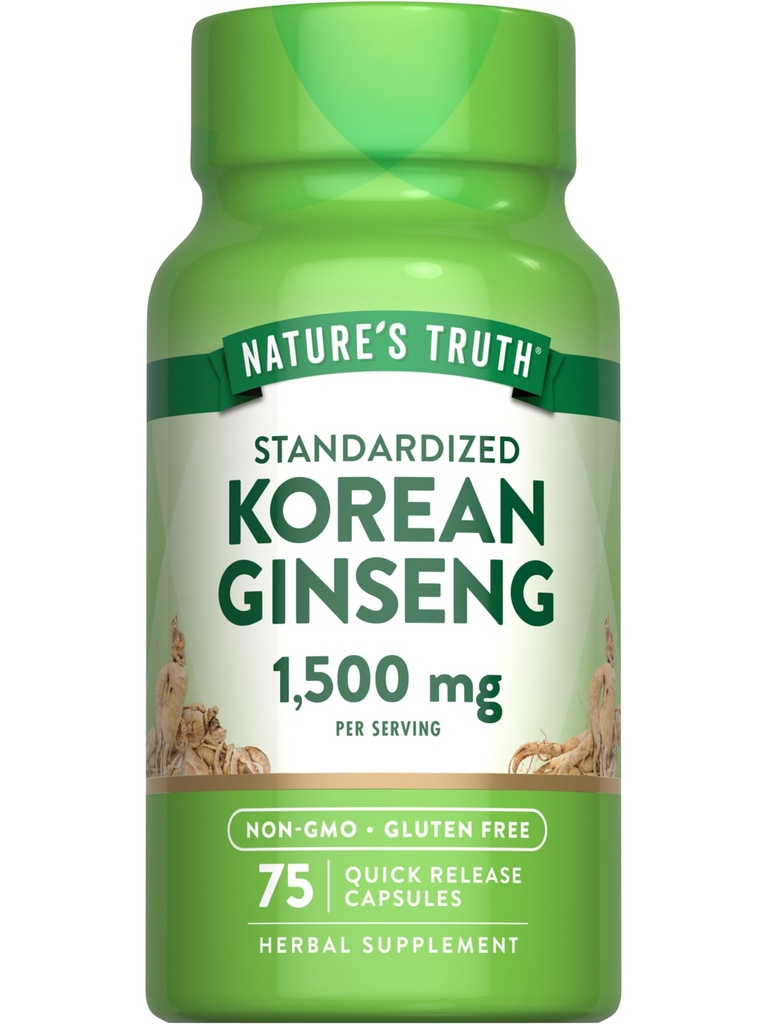 Nature 's Truth Korean Ginseng Kapsle 124; 75 Počet 124; Standardizovaný extrakt 124; Non-GMO & gluten zdarma dodatek