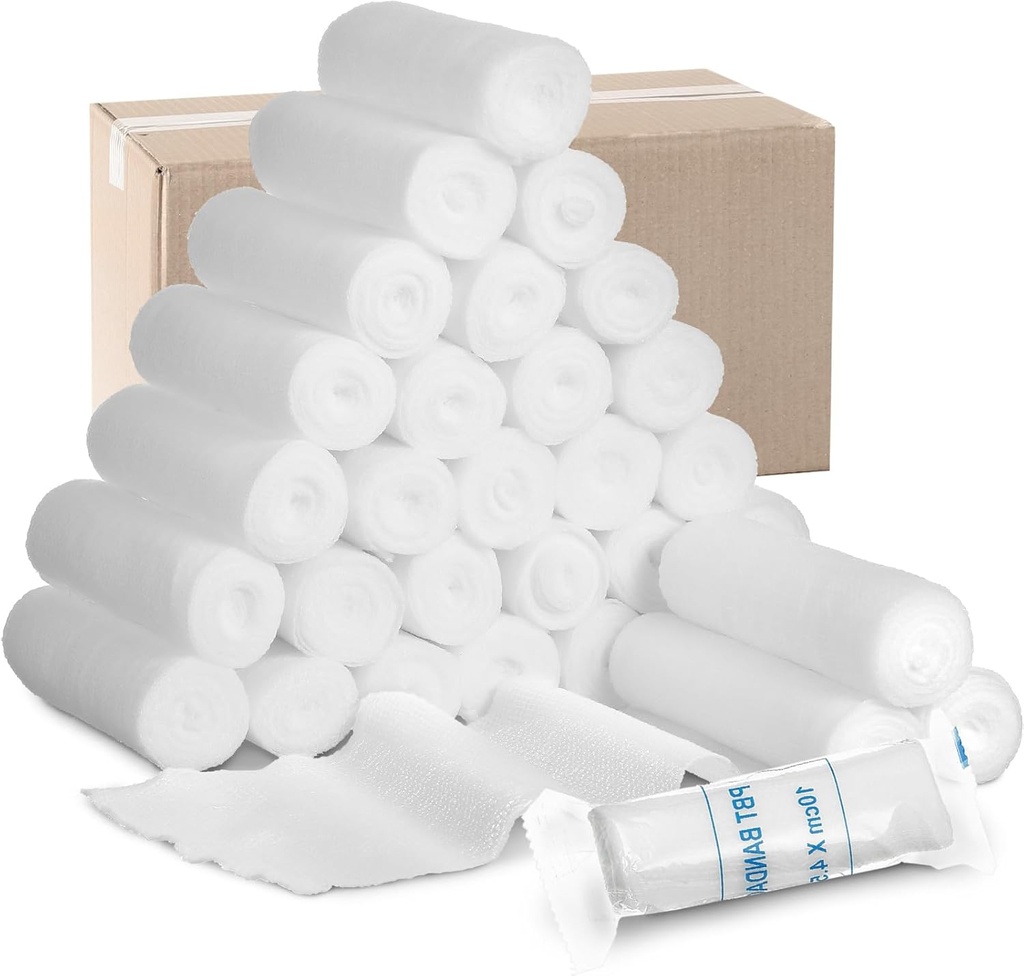 Treela 100 Rolls Gauze bandáž, 4 v x 5 Yards, elastické obvazy individuální balení sterilní non Latex První pomoc Pads lékařské dýchací gáza Roll Wrap pro bezpečnost zranění Caring a dodávky