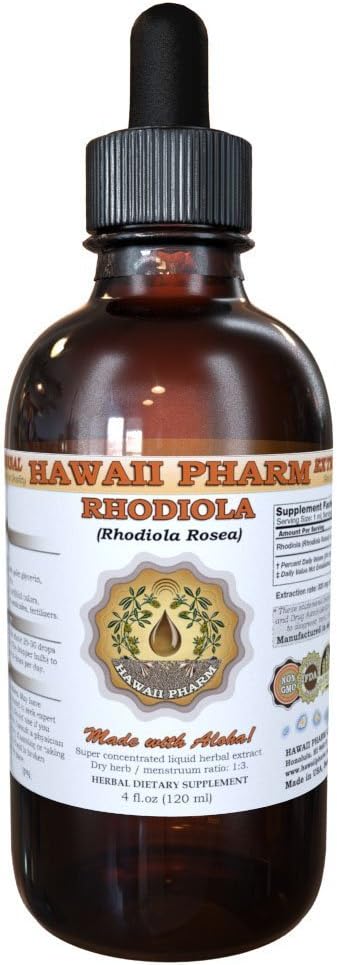 Hawaii Pharm Rhoddiola (Rhoddiola Rosea) Liquid Extract, tinktura, Bylinný dodatek, Made in USA, 2 fl.oz