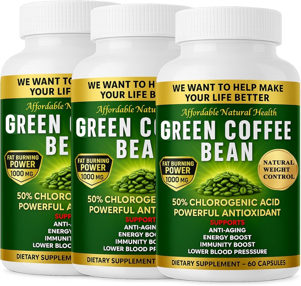 Green Coffee Bean Extract, 100% čistý Green Coffee Bean Kapsle, 50% chlorogenová kyselina, 10 000 mg síla, 180 Kapsle, 6 měsíční dodávka, Non- GMO a gluten zdarma, tradiční bylinný dodatek